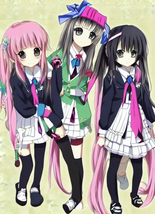 Image similar to anime manga style school girl, gen urobuchi and yuyuko takemiya, kawaii kuudere dorodere