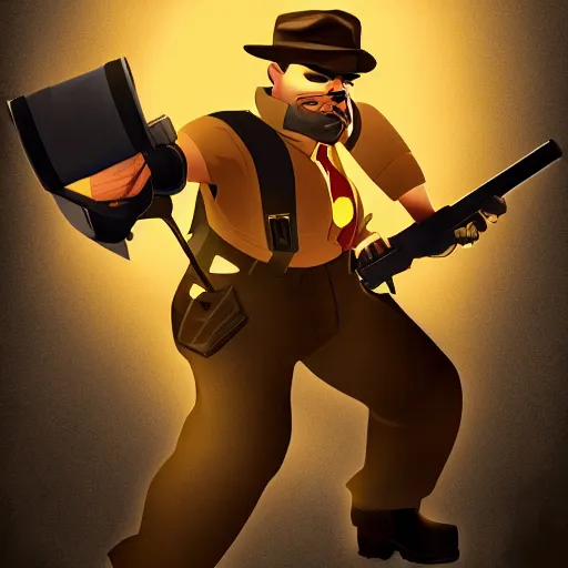 Prompt: a poster art in the style of team fortress 2 dramatic lighting.