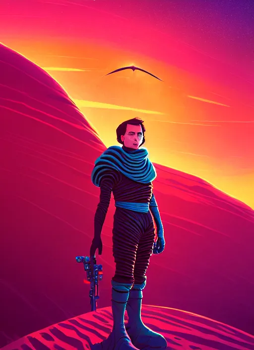 Image similar to paul atreides on the planet dune standing before a sandworm, beautiful detailed realistic cinematic character concept fashion portrait, hi - fructose art magazine, by anton fadeev and paul lehr and david heskin and josan gonzalez, 8 k