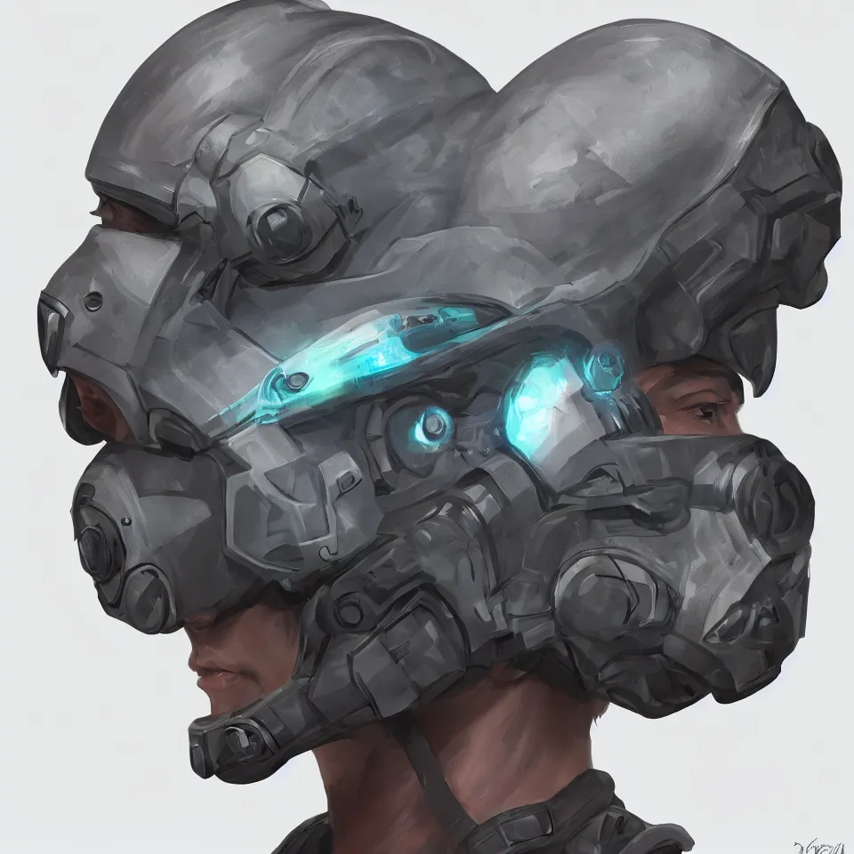 Prompt: front view epic nano cyber headgear combat vision helmet highly detailed, digital painting, hyper concept art, smooth, crisp sharp focus, simple draft aaa unreal artstation