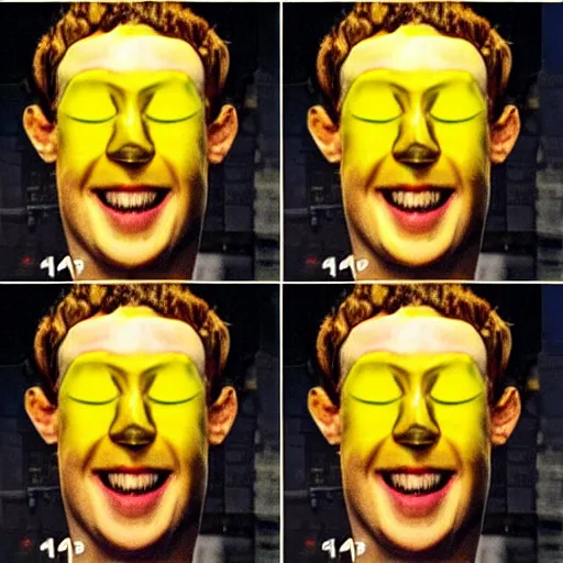 Image similar to Mark Zuckerberg's head looks like a lemon and has yellow skin