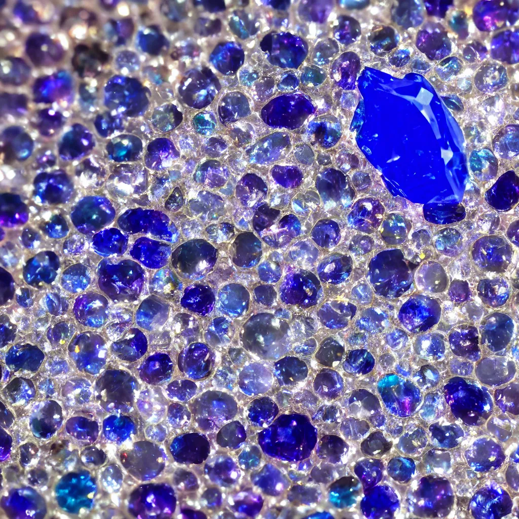 Prompt: photorealistic macro photograph of a translucent sapphire shining clear gemstone, vivid colors, moody, 4k