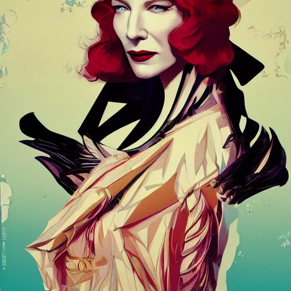 Image similar to cate blanchett, by Sachin Teng + Karol Bak + Rolf Armstrong