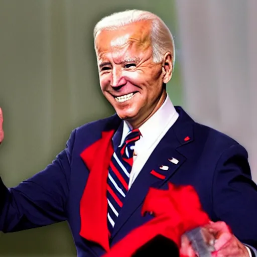 Image similar to joe biden cosplaying reimu hakurei