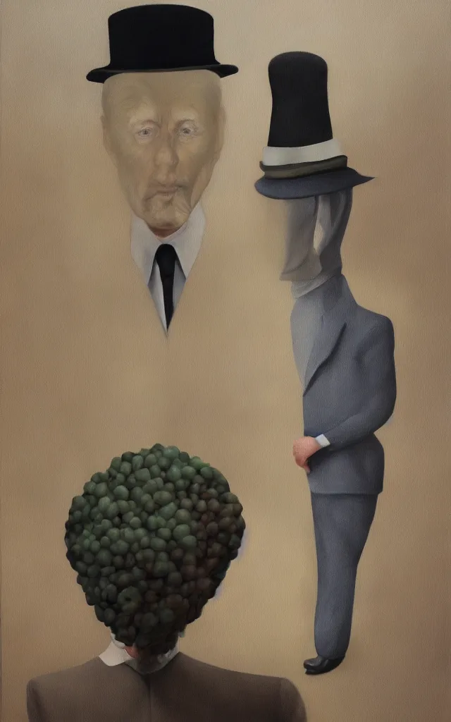 Image similar to the human condition, realistic painting, 4k, in the style of rene magritte