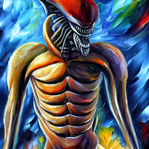 Image similar to digital painting of a Xenomorph, by Leonid Afremov