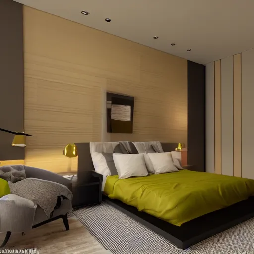 Prompt: 3 d render of bedroom of the 3 0 0 0 s