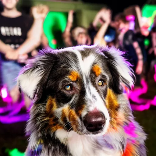 Australian Shepherd At A Rave Party | Stable Diffusion | OpenArt