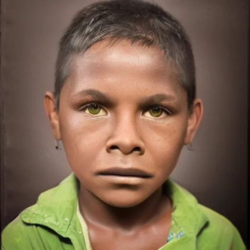 Prompt: portrait of a 10 year old aboriginal male, studio lighting, realistic, detailed
