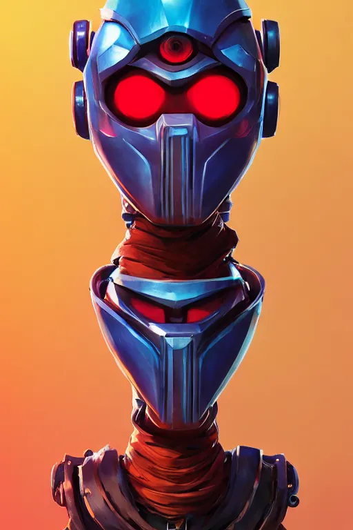 Image similar to epic mask helmet robot ninja portrait stylized as fornite style game design fanart by concept artist gervasio canda, behance hd by jesper ejsing, by rhads, makoto shinkai and lois van baarle, ilya kuvshinov, rossdraws global illumination radiating a glowing aura global illumination ray tracing hdr render in unreal engine 5