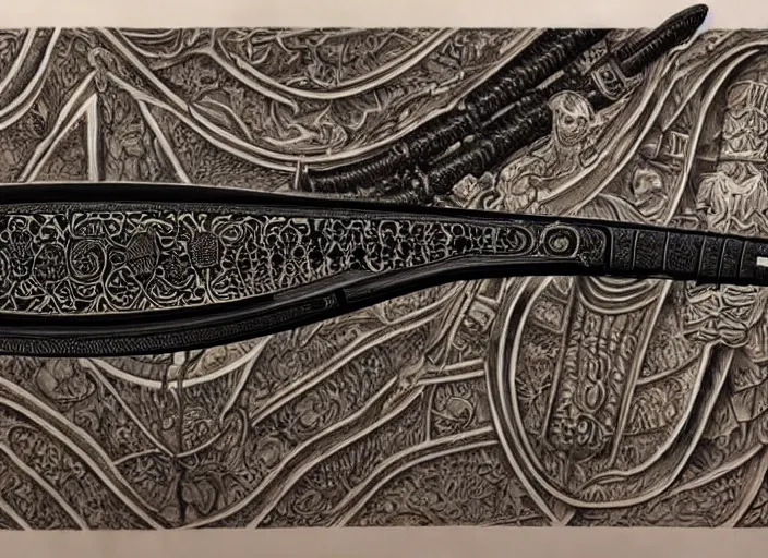 Image similar to giger, h. r. - intricately detailed samurai sword