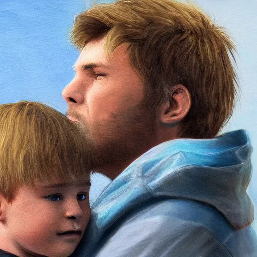Prompt: father and son, god, realistic, photorealistic