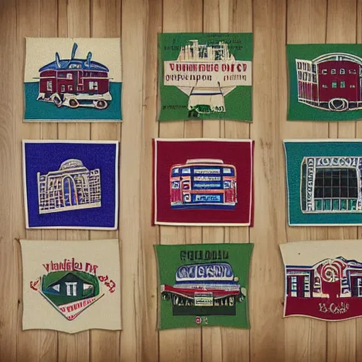 Prompt: vintage neighborhood pennants