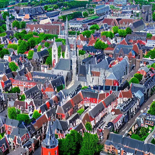 Prompt: aerial photo of Delft city center