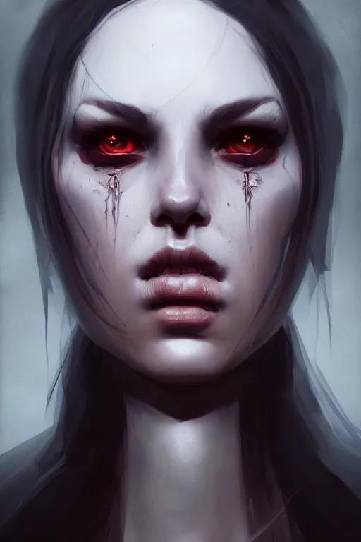 Image similar to a portrait of the queen of darkness, illustration, soft lighting, soft details, dark mood, painting oil on canvas by Cedric Peyravernay octane render trending on artstation d&d characters, 4k, 8k, HD