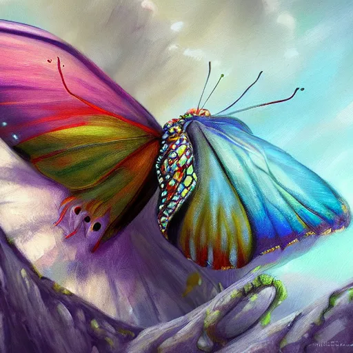 Prompt: butterfly monster ,8k, trending on artstation, high detail, oil painting