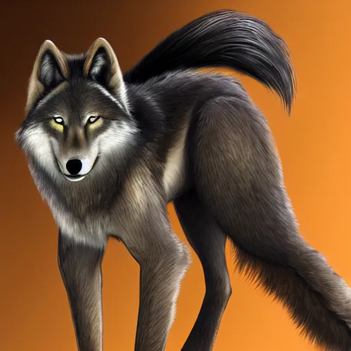 Image similar to anthro female wolf with fluffy tail light