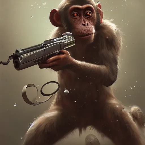 Monkey Pointing a Gun at a Computer Meme, Stable Diffusion