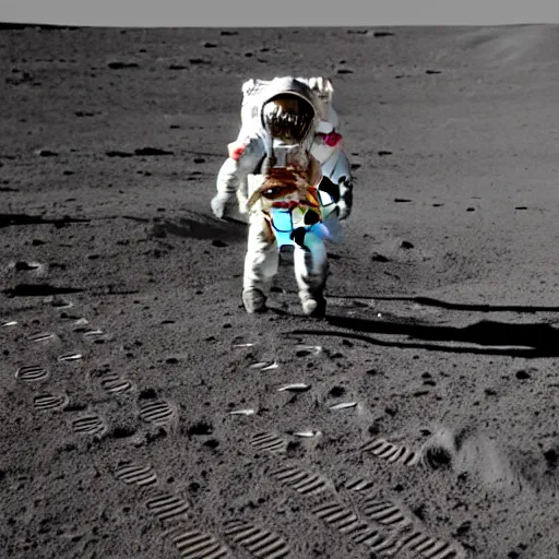 Prompt: astronaut hand walking on the surface of the moon