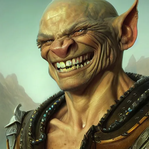 Prompt: a portrait of an skinny orc with a friendly smile, digital painting, artstation, concept art, donato giancola, Joseph Christian Leyendecker, WLOP, Boris Vallejo, Breathtaking, 8k resolution, extremely detailed, beautiful, establishing shot, artistic, hyperrealistic, beautiful face, octane render, cinematic lighting, dramatic lighting, masterpiece