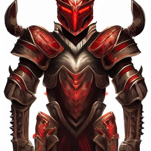 Prompt: a highly detailed portrait of a man wearing a epic armor with glowing red eyes concept art