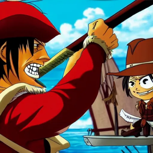 Image similar to Captain Jack Sparrow as Monkey D. Luffy