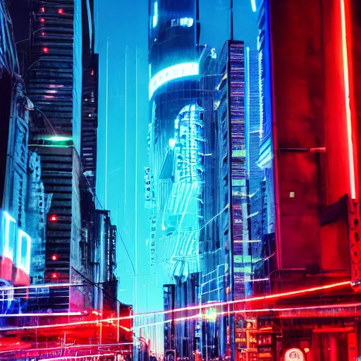 Prompt: professional 3 5 mm photograph of a futuristic city with blue neon light,