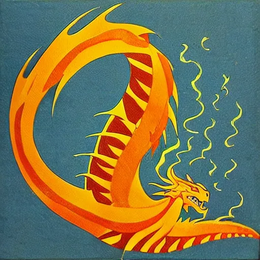 Prompt: “fire breathing dragon, Art Deco”