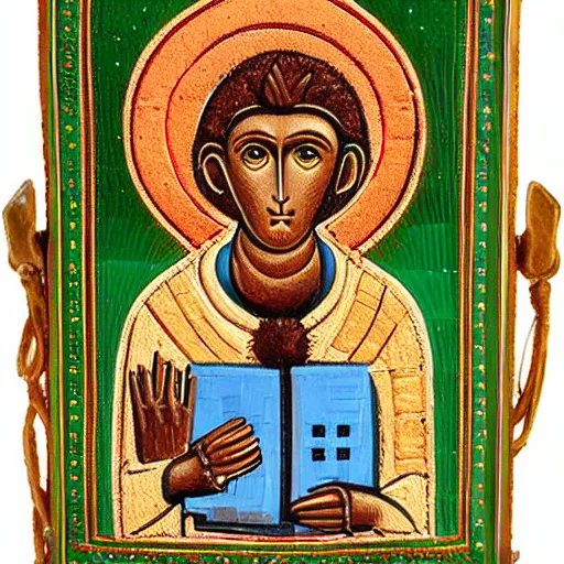 Prompt: astronaut monkey Byzantine religious icon