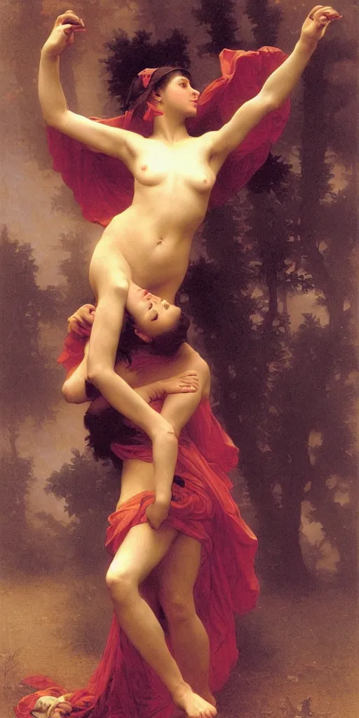 Prompt: The fire dance, painted by William-Adolphe Bouguereau