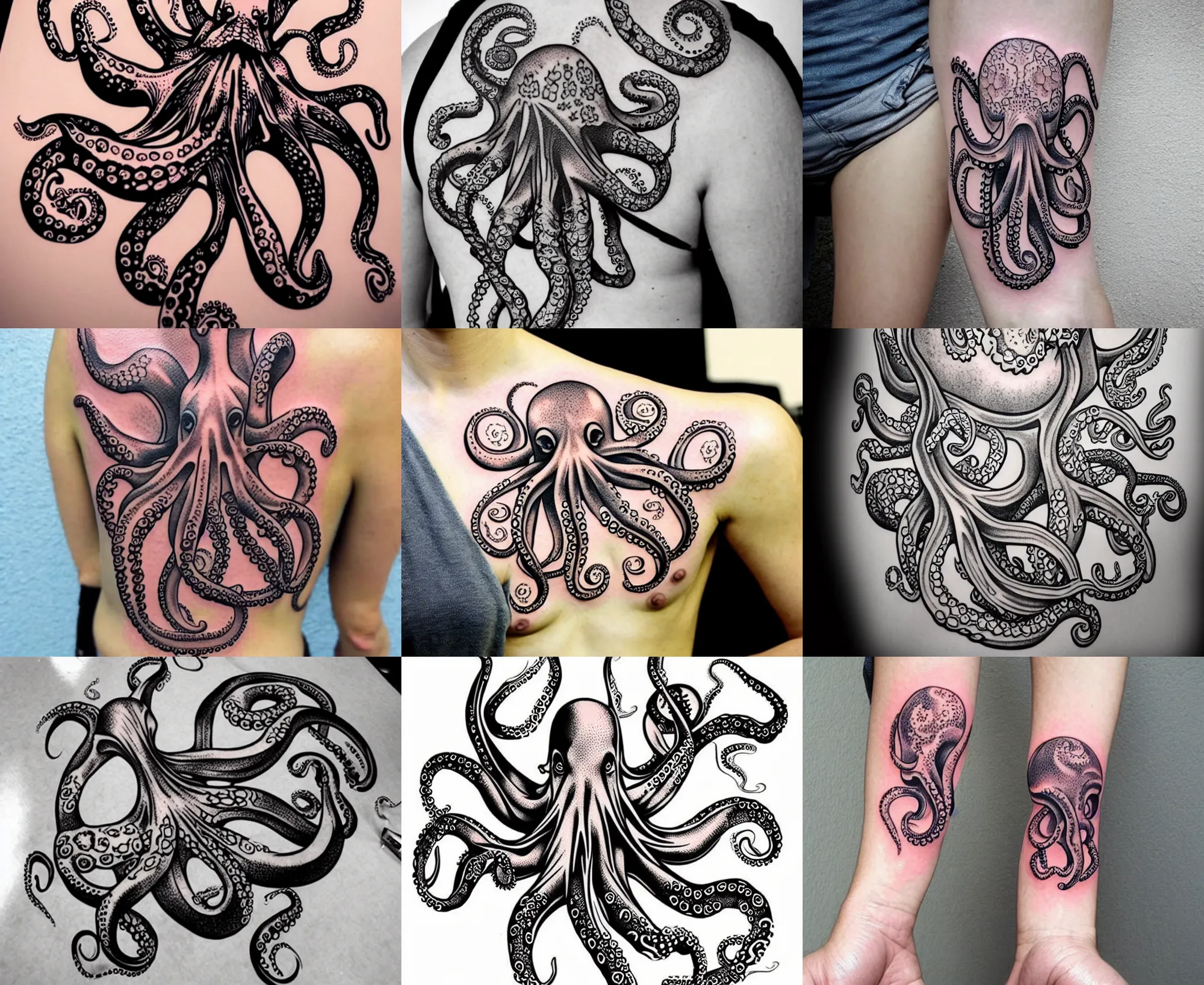 Octopus Tattoo Drawing Sketch design monochrome fictional Character  animal png  PNGWing