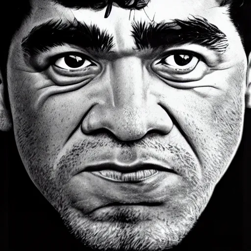 Image similar to studio light, portrait, diego armando maradona by mark brooks, by roger dean, hd, hyper detailed, 4 k - h 6 4 0