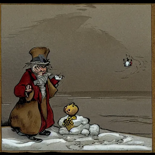 Prompt: External heat and cold had little influence on Scrooge. No warmth could warm, nor wintry weather chill him. No wind that blew was bitterer than he, no falling snow was more intent upon its purpose, no pelting rain less open to entreaty. Foul weather didn't know where to have him. The heaviest rain, and snow, and hail, and sleet, could boast of the advantage over him in only one respect. They often 'came down' handsomely, and Scrooge never did.