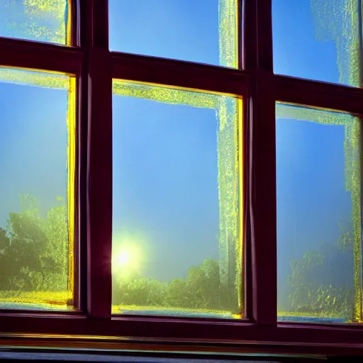 Prompt: the sun reflecting on a window, 8k, realistic reflection