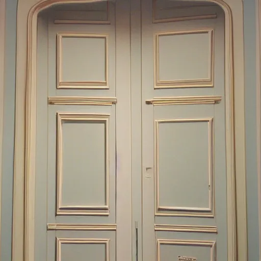 Prompt: Cream-colored plaster doors by Giorgio de Chirico