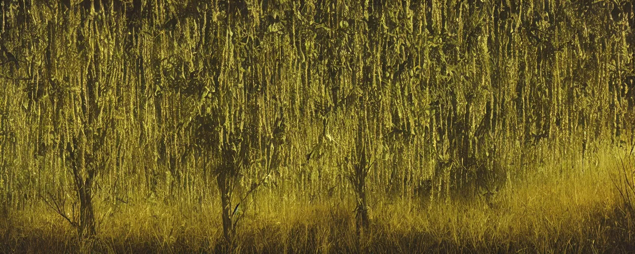 Image similar to meadow of spaghetti growing on trees, canon 5 0 mm, cinematic lighting, photography, retro, film, kodachrome