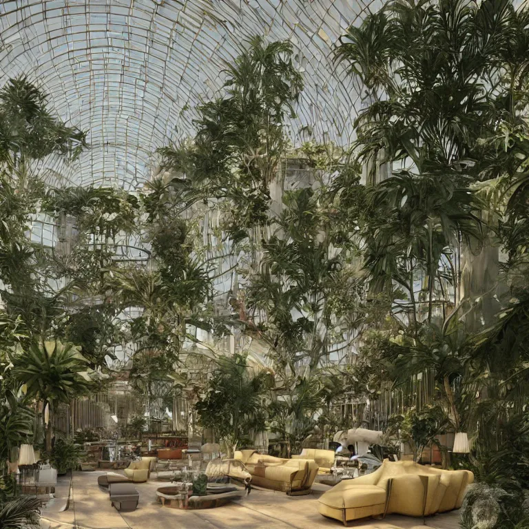 Prompt: octane render portrait by wayne barlow and carlo crivelli and glenn fabry and architectural digest, a beautiful neo - midcentury - modern palace covered in lush plants with giant reflective windows inside a giant beautiful dessert at goldenhour, light beams, cinema 4 d, ray traced lighting, very short depth of field, bokeh