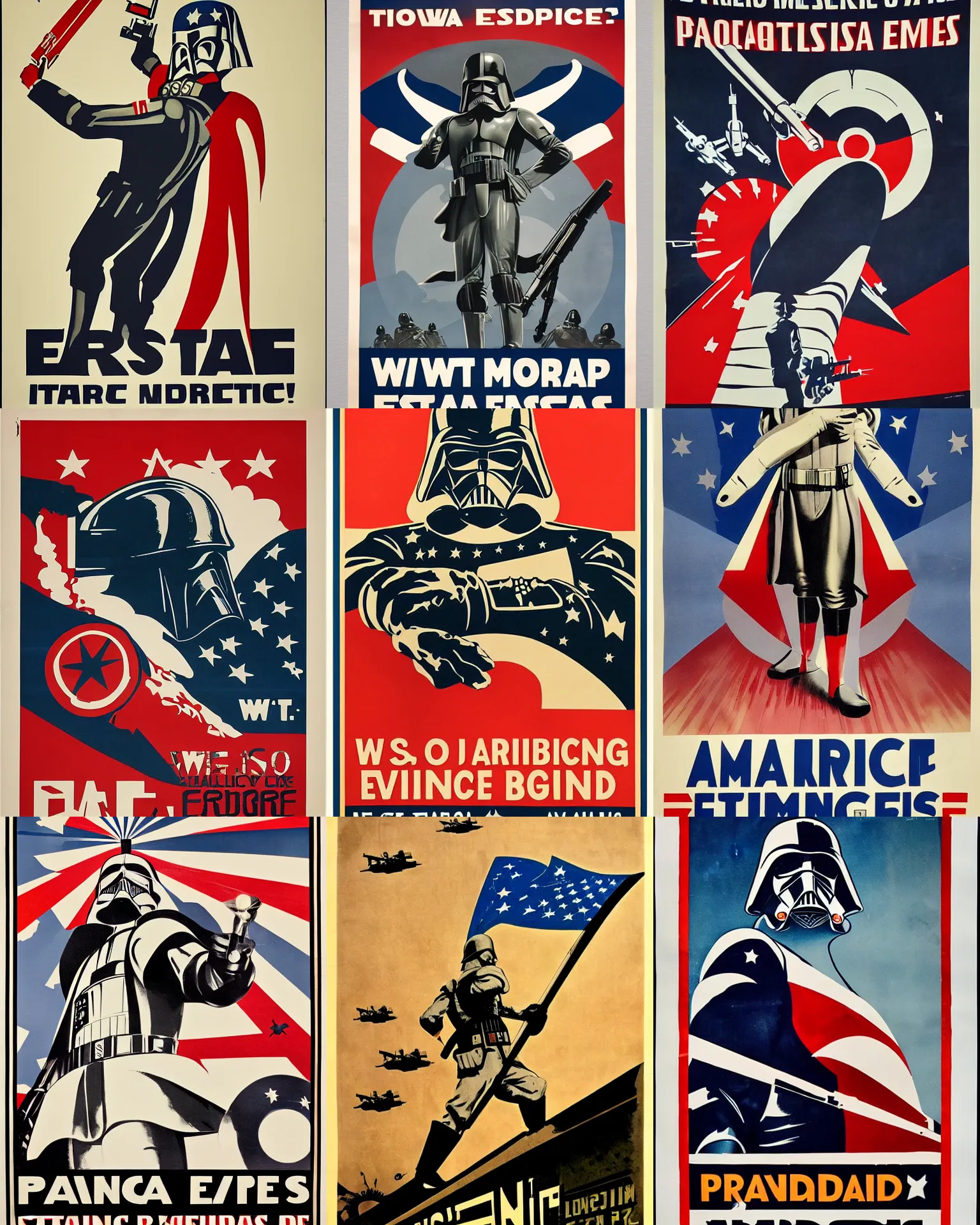 Prompt: propaganda poster for the galactic empire, american ww 2 patriotic style