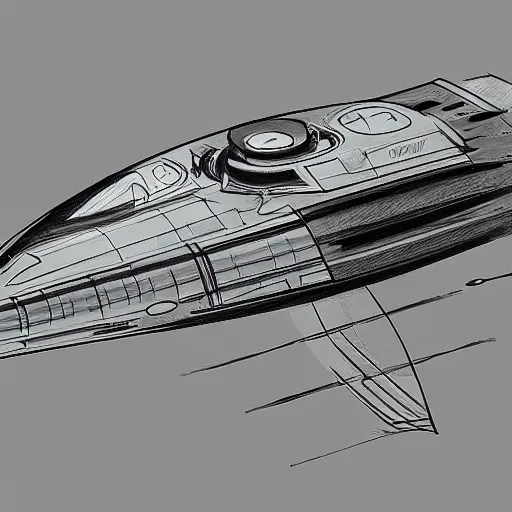 Prompt: sketches of large high end spaceship, technical, detailed