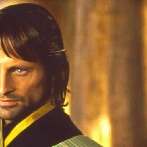 Image similar to A still of Aragorn as Captain Kirk on Star Trek