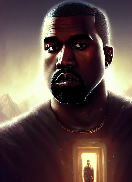 Image similar to highly detailed portrait kanye west gta v stephen bliss unreal engine fantasy art by greg rutkowski loish rhads ferdinand knab makoto shinkai lois van baarle ilya kuvshinov rossdraws tom bagshaw global illumination radiant light detailed intricate environment