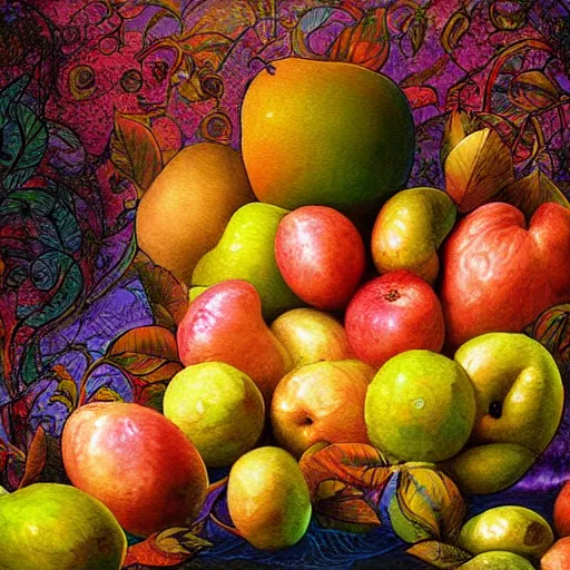 Prompt: heavenly fruit, epic, heaven fantasy painting, digital art, fruit