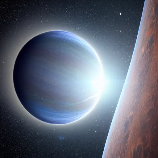 Image similar to Earth-like exoplanet with a ring system, NASA true color 8k image, high detail