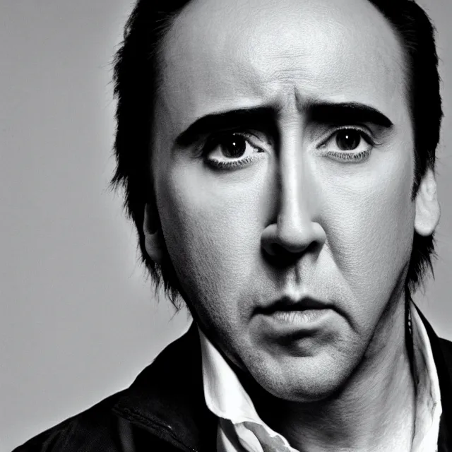 Prompt: photograph of nicolas cage in 1 9 9 9 headshot photo portrait headshot even lighting young handsome skin detail hd 8 k