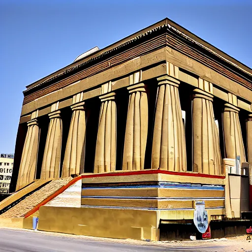 Image similar to Egyptian revival postmodern building