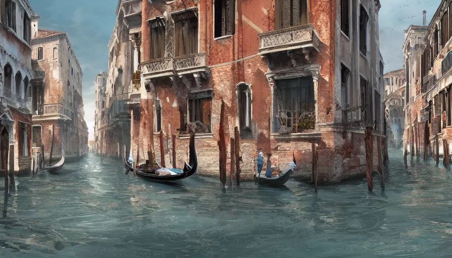 Image similar to Digital painting of abandoned Venice, hyperdetailed, artstation, cgsociety, 8k