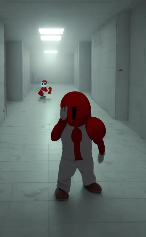 Image similar to super super super epic cinematic shot of SCP-096 shy guy, scp foundation, movie jumpscare, 8k scene, very bloody, ++++++ super super super dynamic action, dynamic lighting, dynamic shaders, dark room, amazing quality