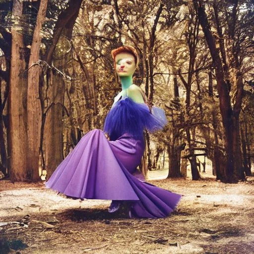 Prompt: fisheye medium format photograph of a surreal fashion shoot