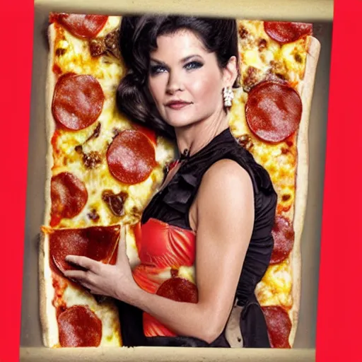 Image similar to a slice of pizza as catherine zeta jones