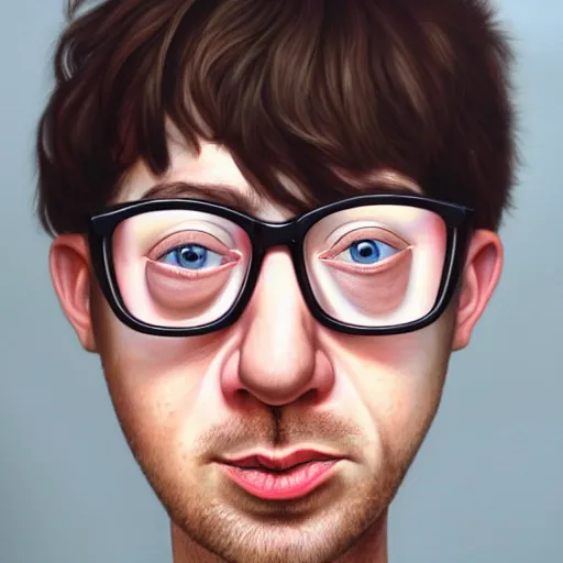 Prompt: Caricature portraits done of a young Graham Coxon, realistic, hyperrealistic, very realistic, highly detailed, very detailed, extremely detailed, detailed, oil painting, digital art, trending on artstation